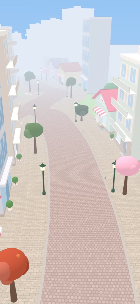 上から見たお散歩道と町並み